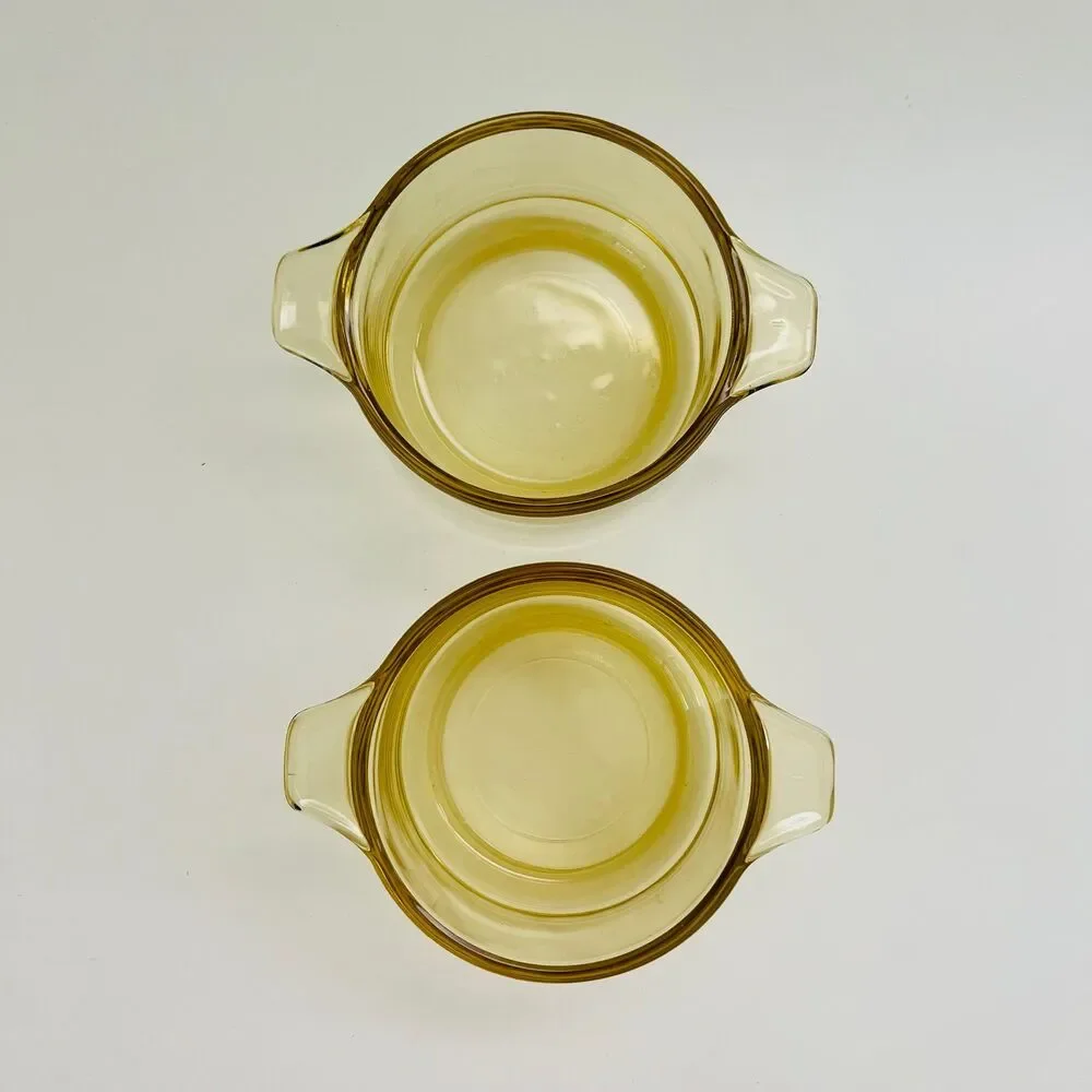 DYNAWARE PYR-O-REY Amber Yellow Glass 13 oz Casserole Baking Dish, Set of 2